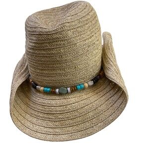 Western Cowboy/fedora style sun hat beaded adjustable band inside